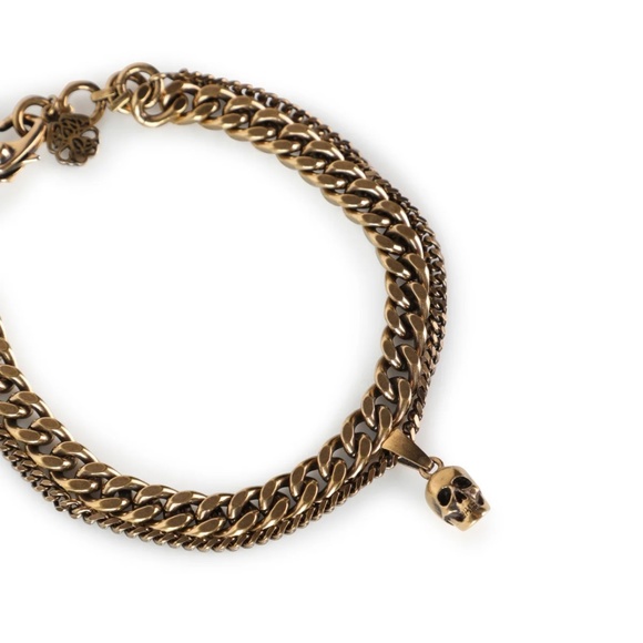 Alexander McQueen Skull Chain Bracelet Gold